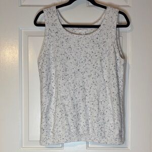 J. Jill White and Blue Patterned Tank Top